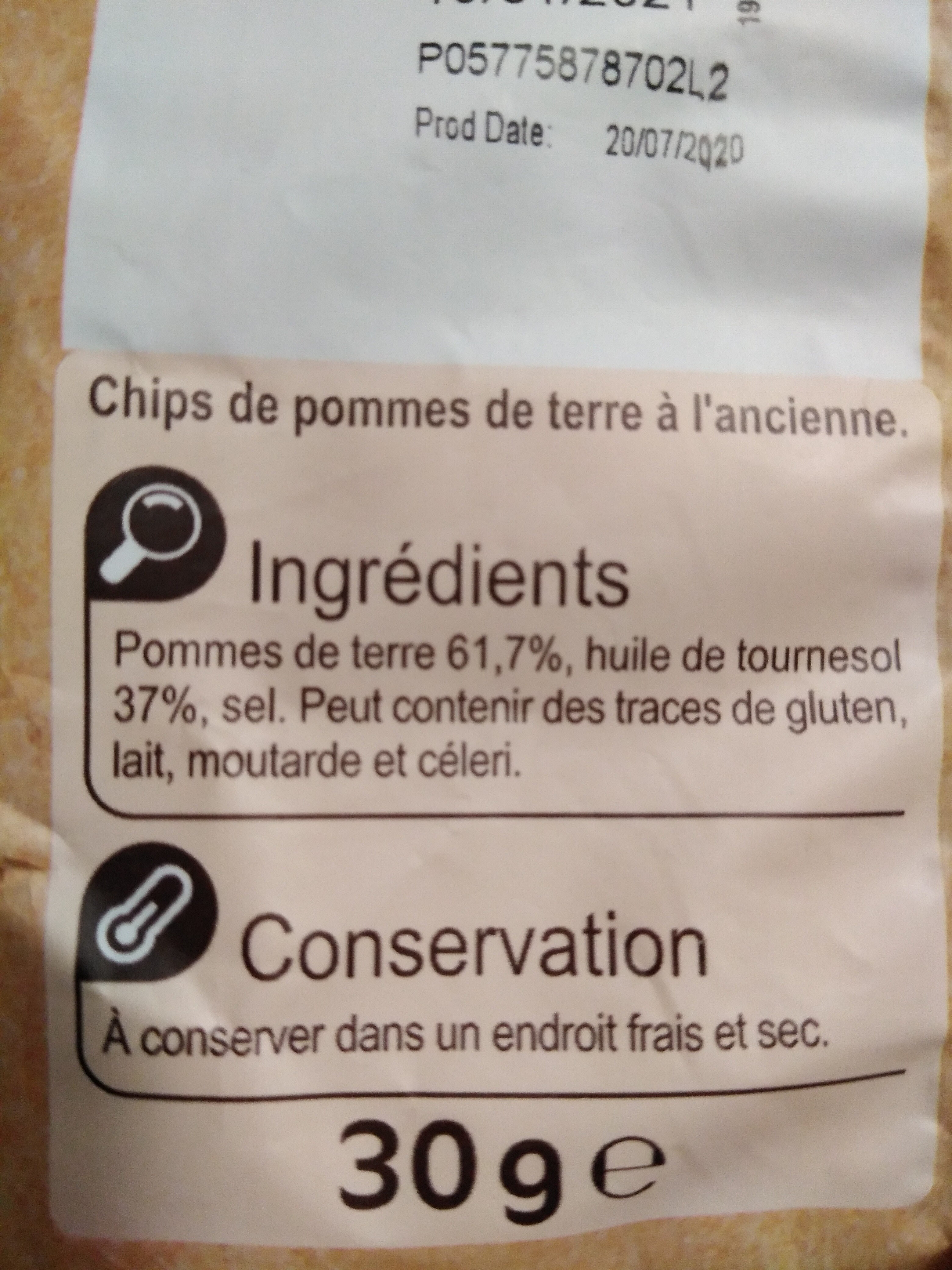 Chips a l'ancienne - المكونات - fr
