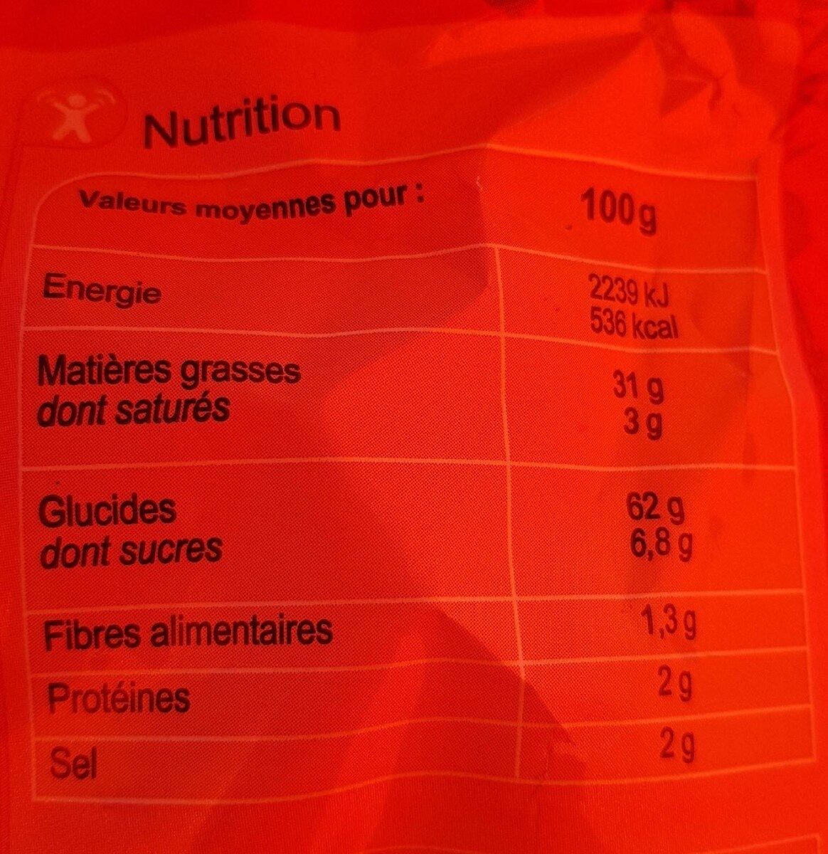 Chips à la crevette - Informació nutricional - fr