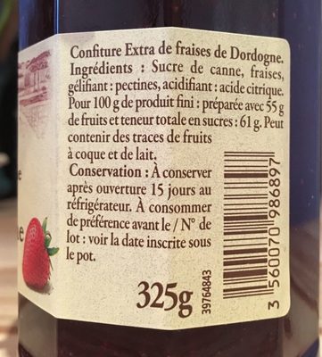 Fraises🍓de Dordogne Confiture extra - Ingredienti - fr