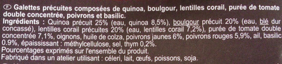 GALETTES Quinoa, boulgour, lentilles corail - Ingrédients
