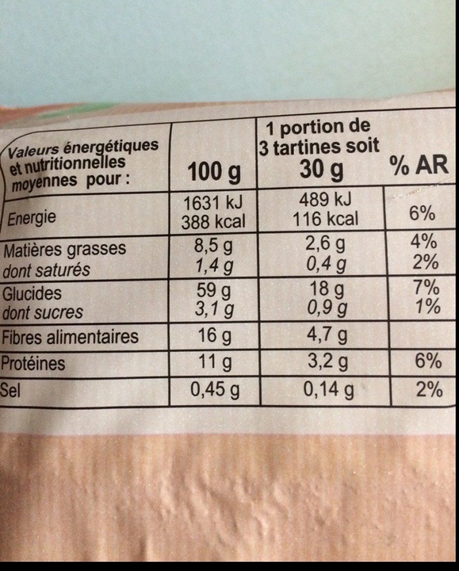 Tartine croustillante - Ingredients - fr