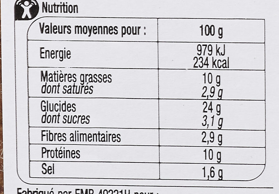 jambon emmental - Voedingswaarden - fr
