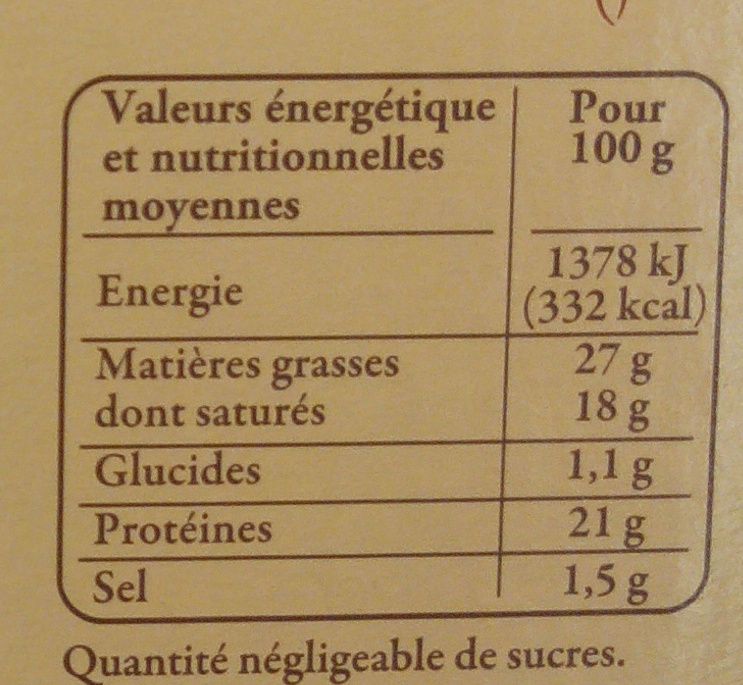 Saint-Nectaire laitier AOP pour fondue (27% MG) - 营养成分 - fr
