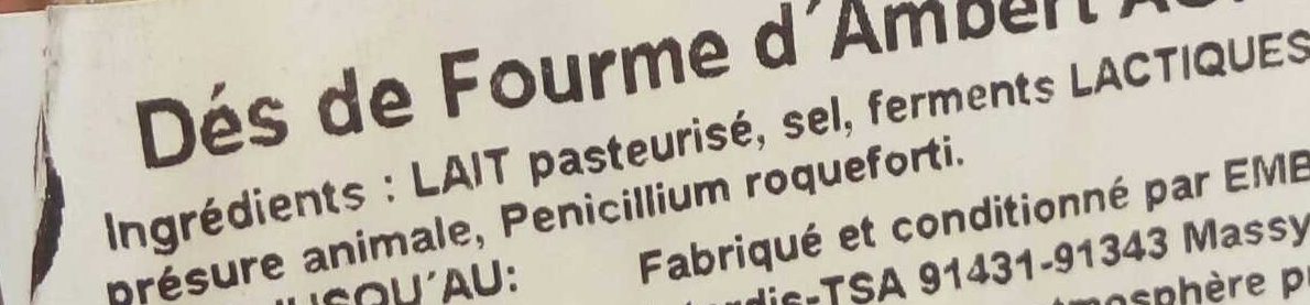 Dés de Fourme d'Ambert (28 % M.G.) - Ingredients - fr