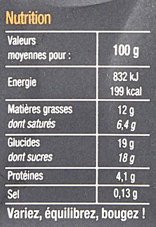 La crème au caramel - Nutrition facts - fr