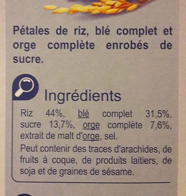 Stylesse Pétales de riz, blé complet & orge complète - Ingredientes - fr