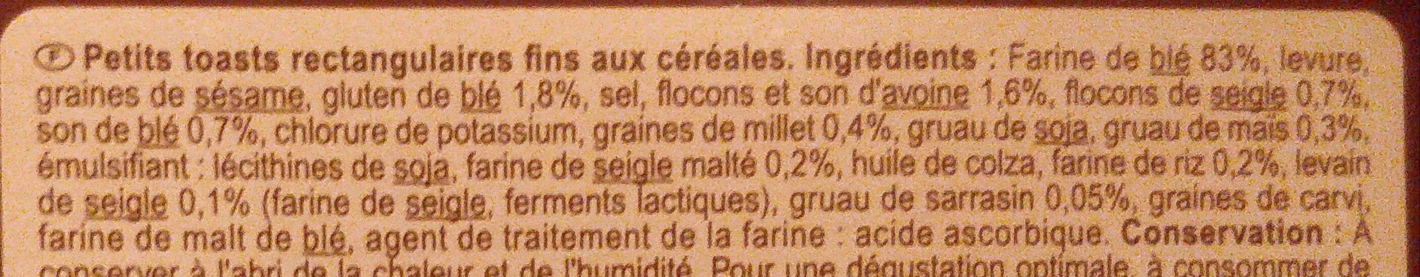Toasts Fins Multicéréales - Ingrédients