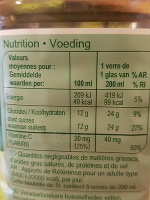 100% PUR JUS Clémentine - Valori nutrizionali - fr