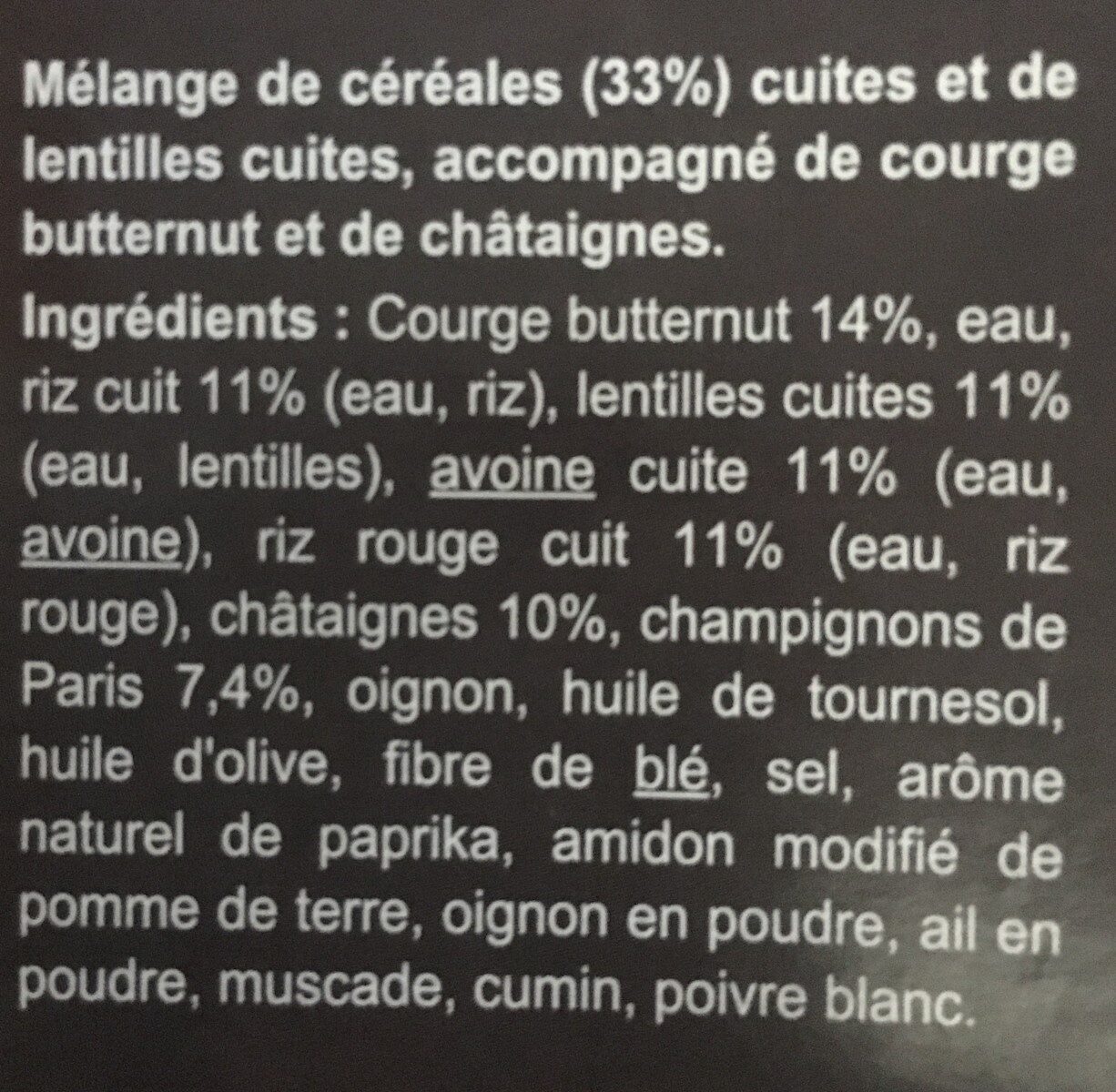 Mélange de céréales et lentilles Butternut et châtaignes - Ingredienser - fr