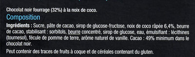 Chocolat noir fourré coco - Ingredientes - fr