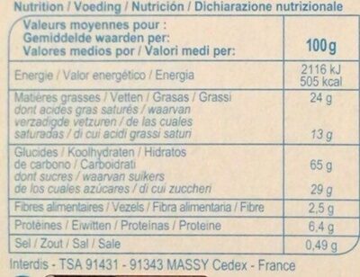 Tikito au chocolat au lait - Valori nutrizionali - fr