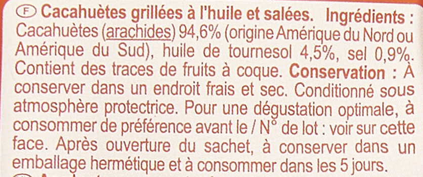 CACAHUÈTES GRILLEES SALEES - Ingrediënten - fr