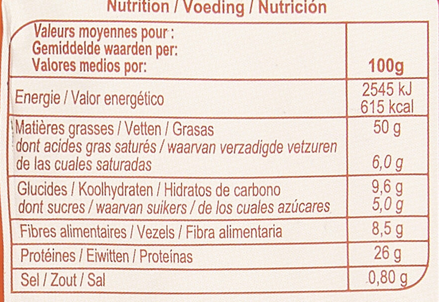 CACAHUÈTES GRILLEES SALEES - Voedingswaarden - fr