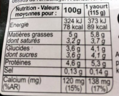 Yaourt au lait de CHÈVRE NATURE - Voedingswaarden - fr