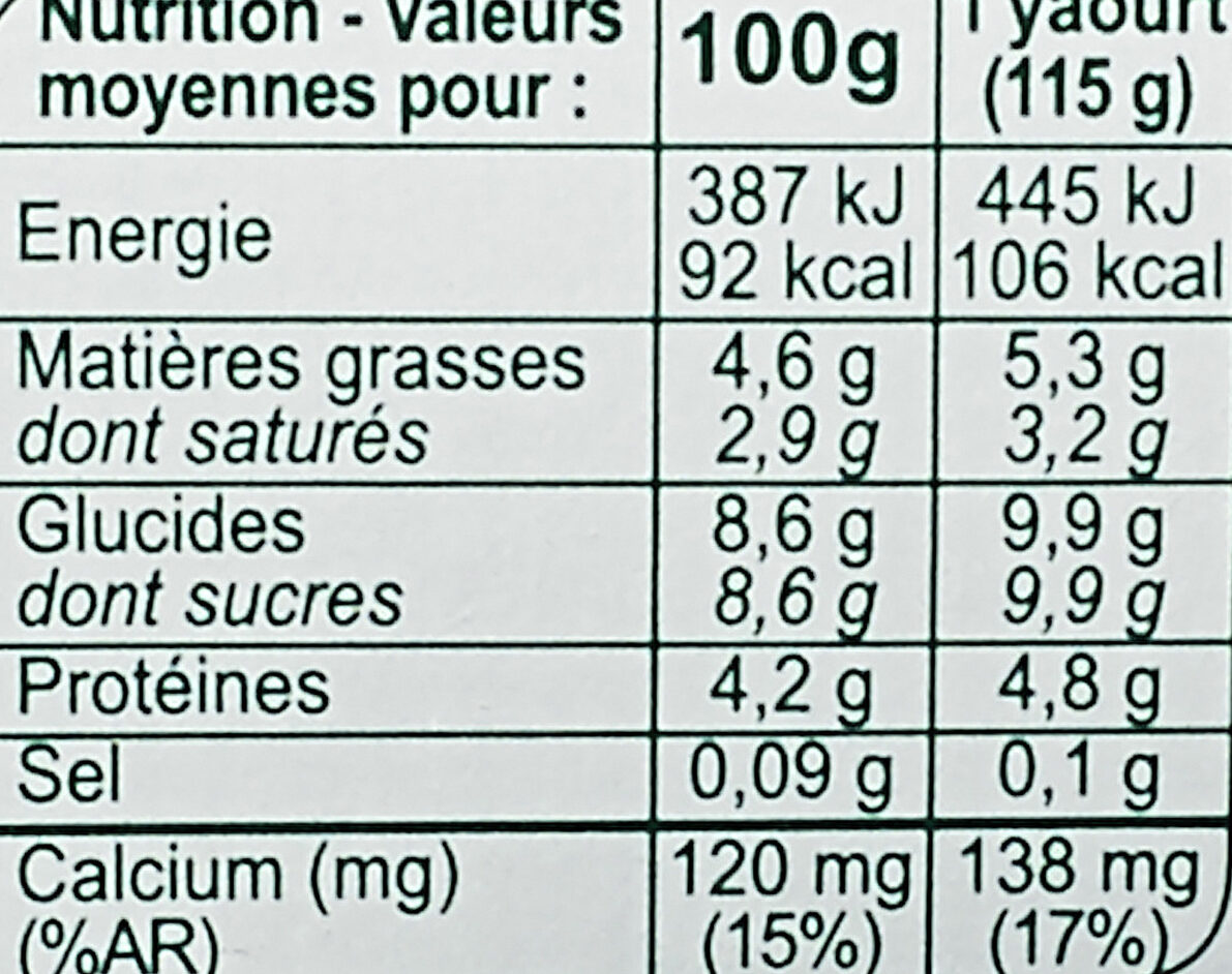 Yaourt au lait de chèvre Vanille - Nutrition facts - fr