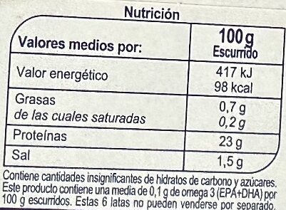 Atún Claro al natural - Tableau nutritionnel - es