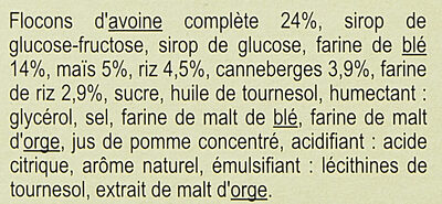 Barres Céréalières - Saveur Cranberry - Ingredienti - fr