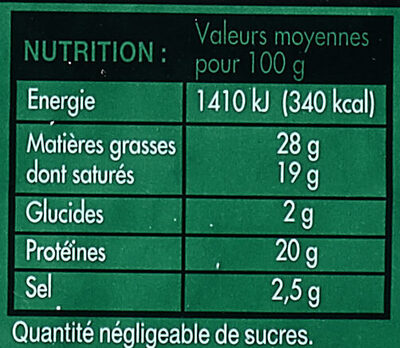 Fourme d'Ambert AOP - Nutrition facts - fr