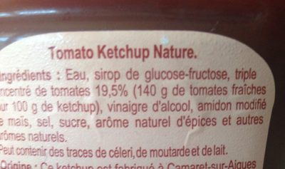 Tomato ketchup - المكونات - fr