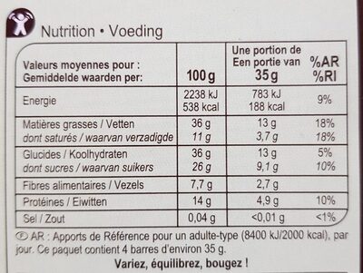 Barres GOURMANDES - Valori nutrizionali - fr