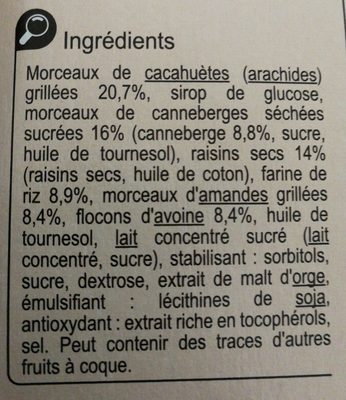 Barre gourmande Canneberge - Ingredienti - fr