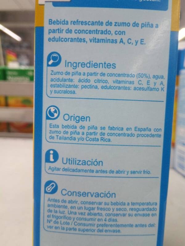 Piña sin azucares añadidos - Ingredientes