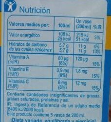 Piña sin azucares añadidos - Información nutricional