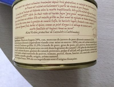 Cassoulet de Castelnaudary - Ingredients - fr