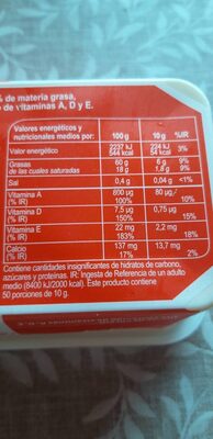 Margarina 3/4 - Información nutricional