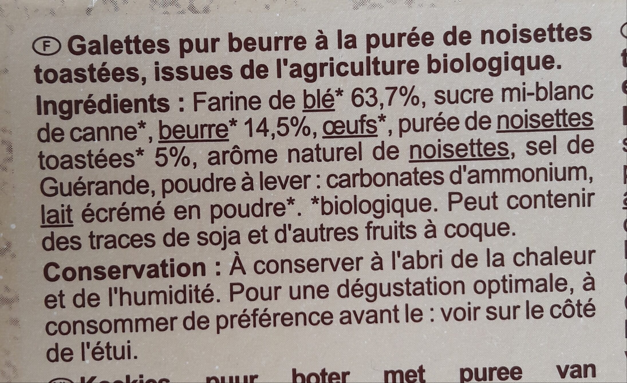 Galettes à la noisette Bio - Ingredienti - fr