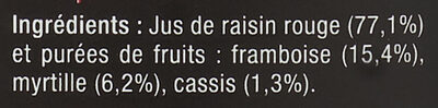 Pur jus Raisin framboise myrtille cassis - Ingredientes - fr