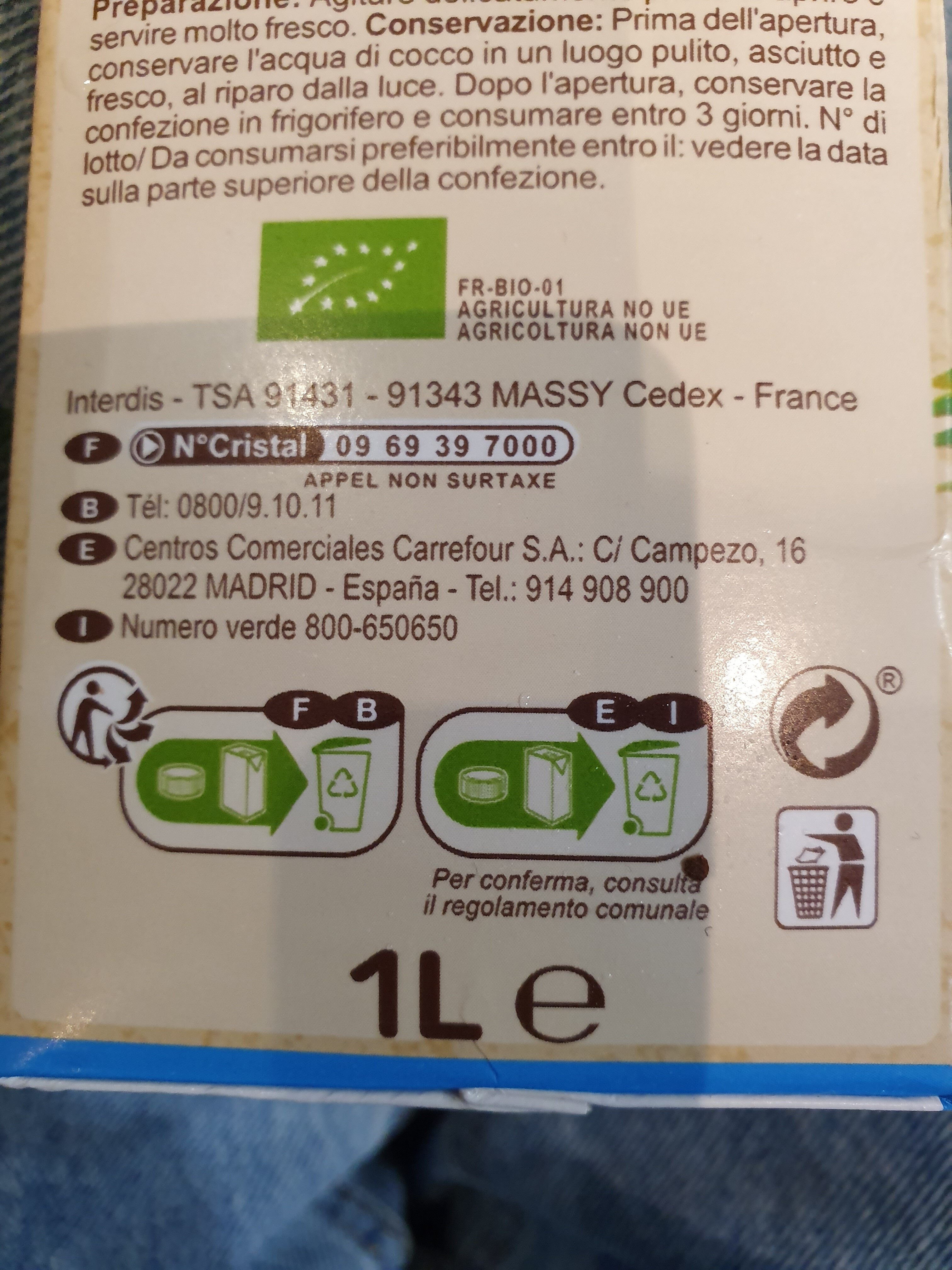 100 % Pure Eau de Coco Bio - Istruzioni per il riciclaggio e/o informazioni sull'imballaggio - fr