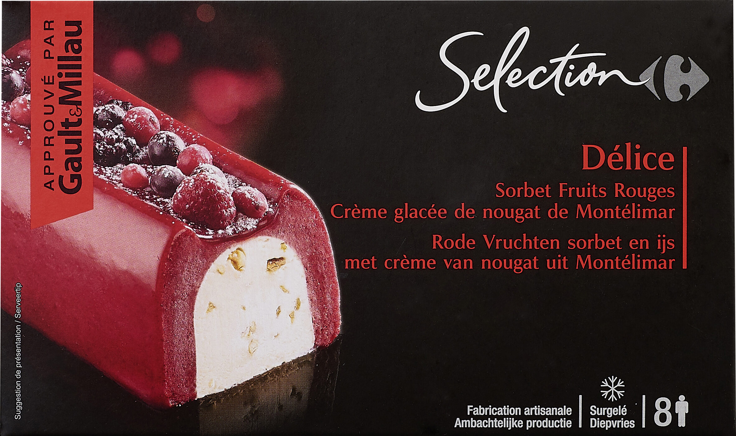 Délice Sorbet fruits rouges au crème glacée nougat de Montélimar - Product - fr