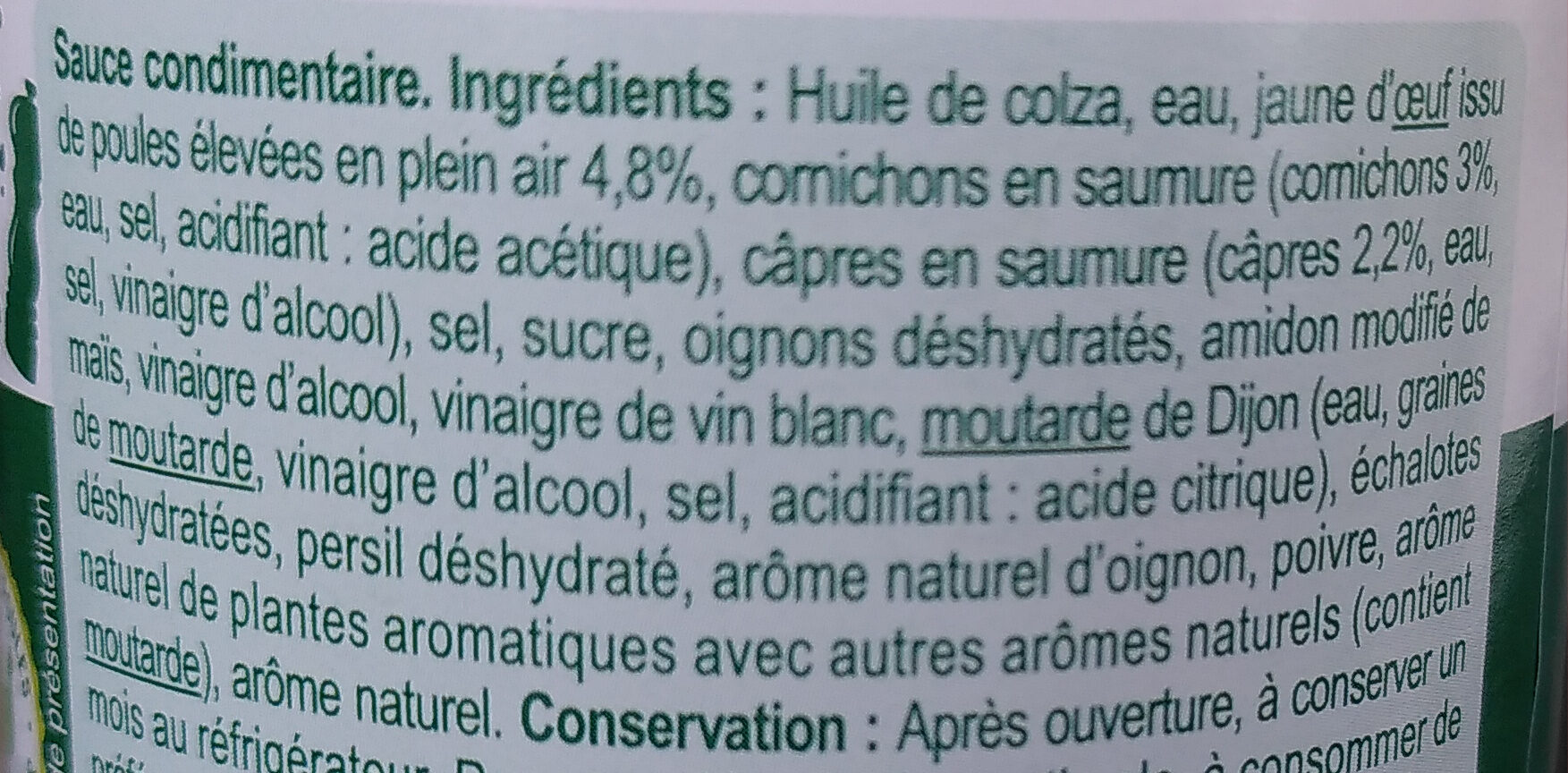 Sauce Tartare - Ingrédients