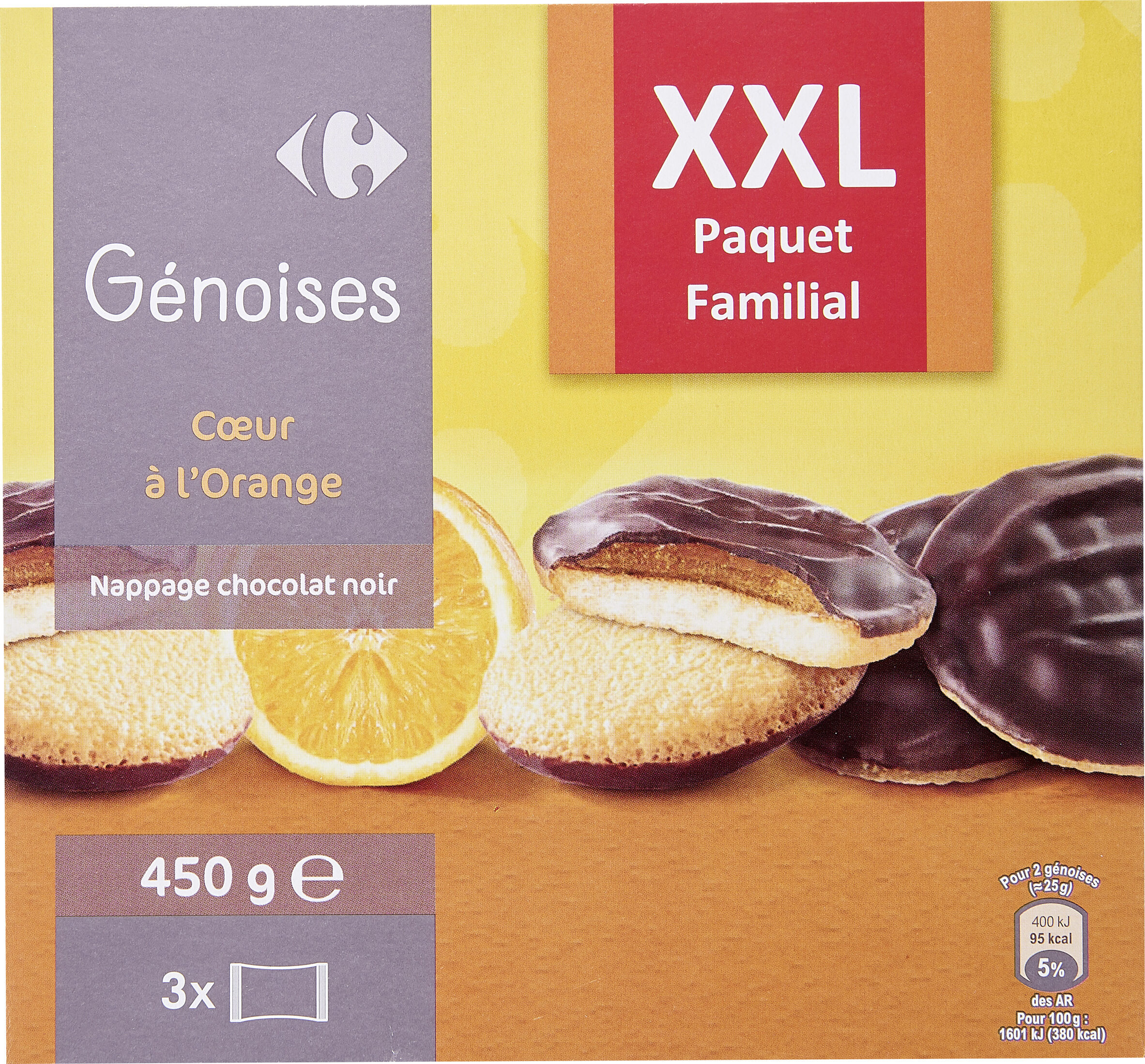 Génoises Coeur à l'orange nappage chocolat noir - Produit