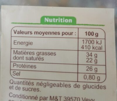 Comté - Nutrition facts - fr