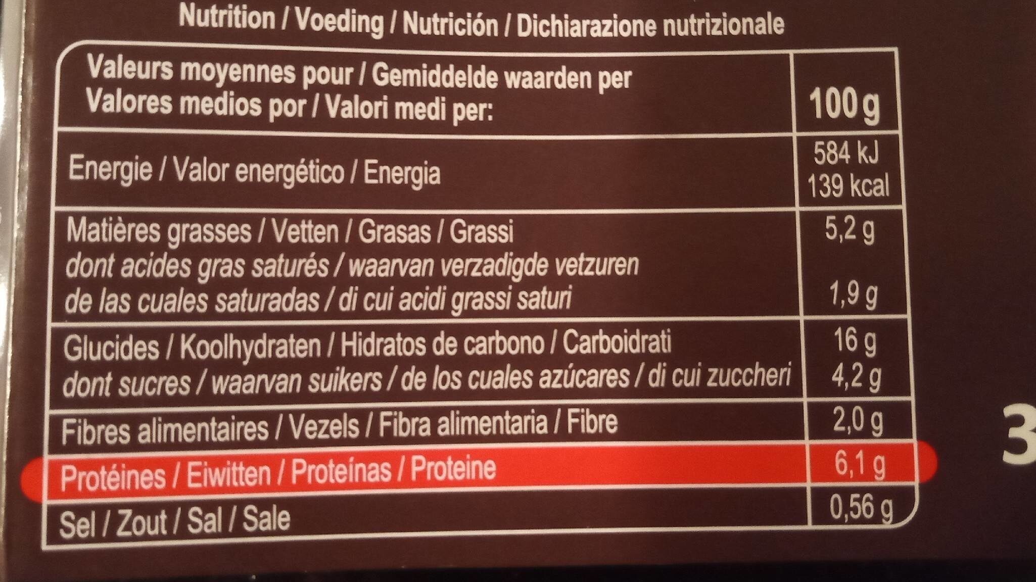 Lasagnes Légumes, soja - Nutrition facts - fr
