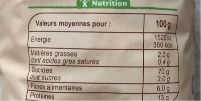Fusilli au blé complet - Nutrition facts - fr