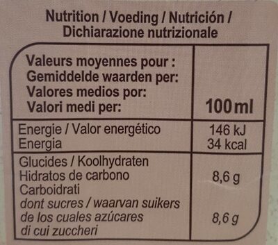 Nectar Multifruits - Tableau nutritionnel