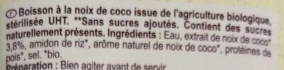 Lait végétal Coco sans sucres ajoutés - Ingredients - fr