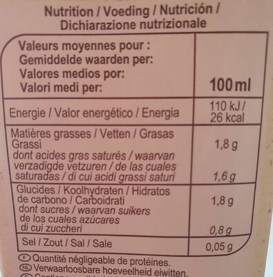 Lait végétal Coco sans sucres ajoutés - Nutrition facts - fr