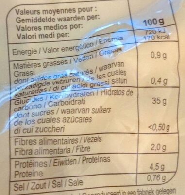 Gnocchi aux pommes de terre - Valori nutrizionali - fr