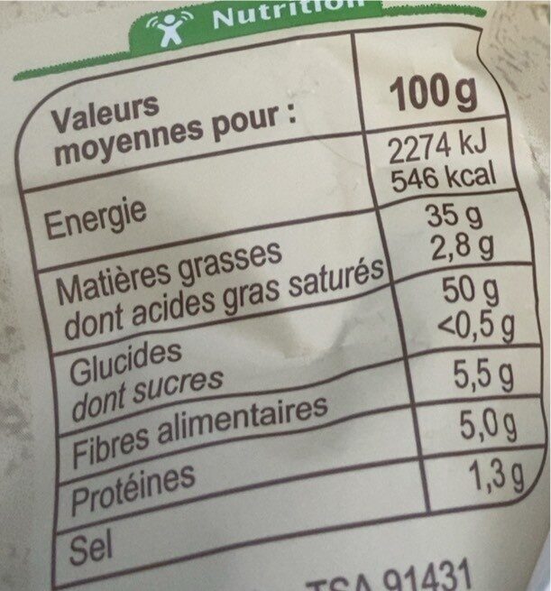 Chips au sel de Guérande - Valori nutrizionali - fr