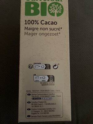 100% Cacao maigre non sucré - Instruction de recyclage et/ou informations d'emballage