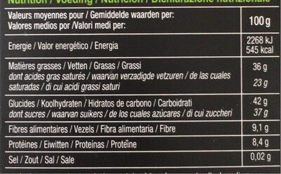 Chocolat noir Saveurs citron vert et citron gingembre - Informació nutricional - fr