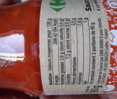 Sauce tomate à la provençale - Nutrition facts - fr