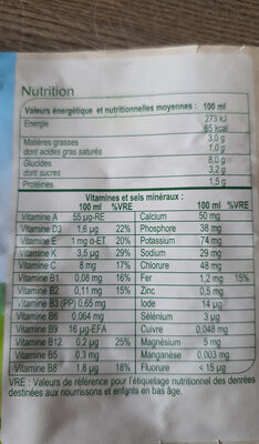 lait croissance carrefour bio - Voedingswaarden - fr