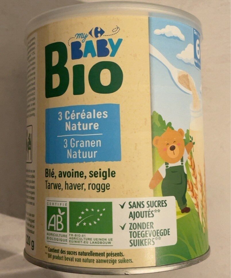 My baby bio - 3 céréales nature - Product - fr