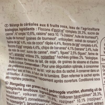 Croustillant, 6 fruits secs - Ingredients - fr