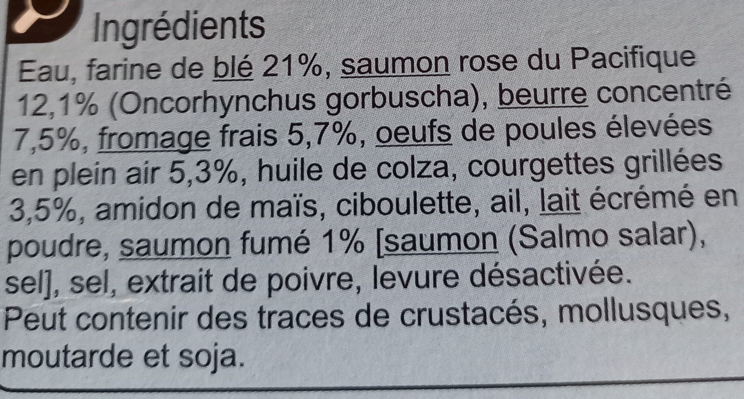 Tarte au saumon - Zutaten - fr
